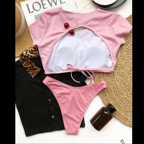 Ribbed t shirt tie back bikini set - Picture 5 of 5